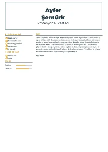 Pastacı Cv Örnekleri cv indir